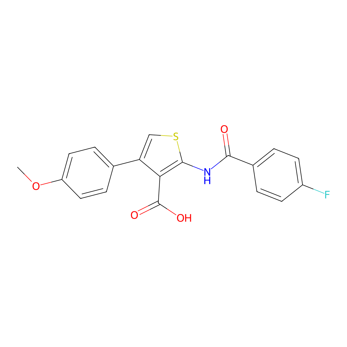 2-[(4-fluorobenzoyl)amino]-4-(4-methoxyphenyl)thiophene-3-carboxylic Acid molecular structure, CAS 312940-58-2