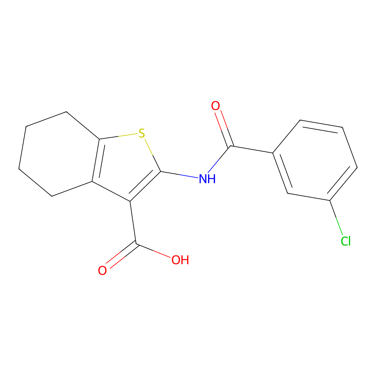 2-[(3-Chlorobenzoyl)amino]-4,5,6,7-tetrahydro-1-benzothiophene-3-carboxylic acid molecular structure, CAS 312940-61-7