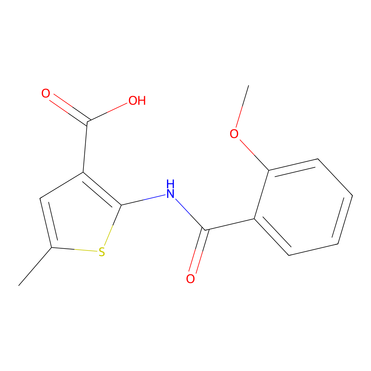 2-[(2-Methoxybenzoyl)amino]-5-methylthiophene-3-carboxylic acid molecular structure, CAS 312940-77-5