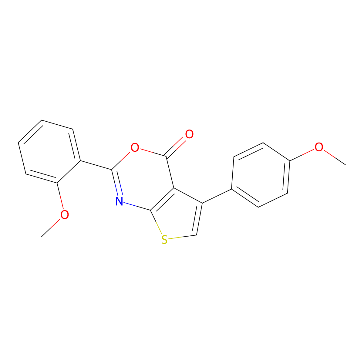 2-(2-methoxyphenyl)-5-(4-methoxyphenyl)-4H-thieno[2,3-d][1,3]oxazin-4-one molecular structure, CAS 312940-88-8