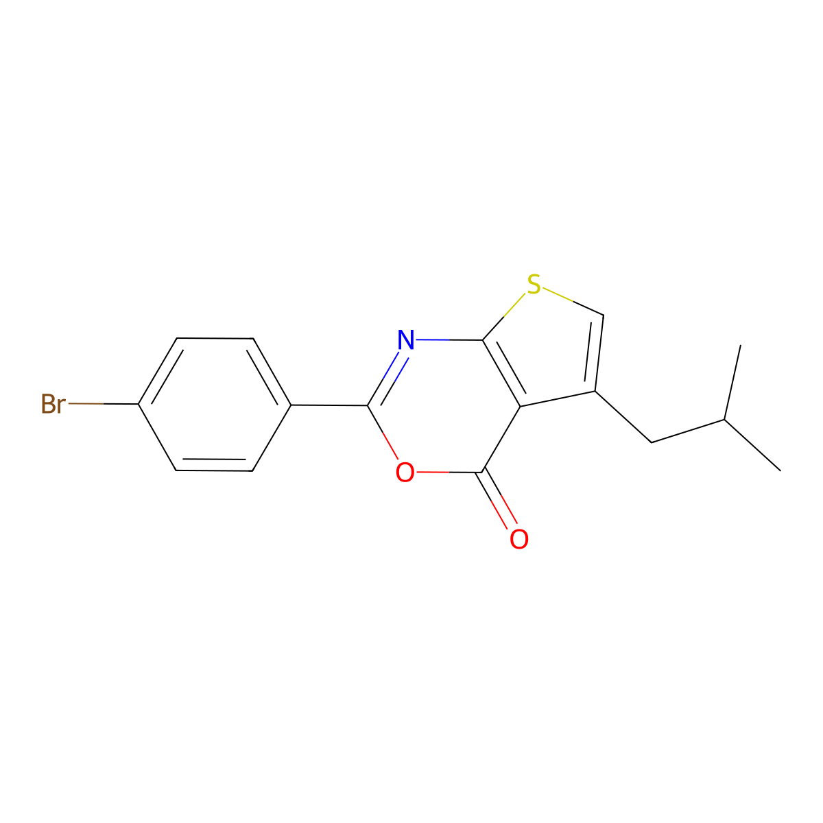 2-(4-bromophenyl)-5-isobutyl-4H-thieno[2,3-d][1,3]oxazin-4-one molecular structure, CAS 312940-93-5