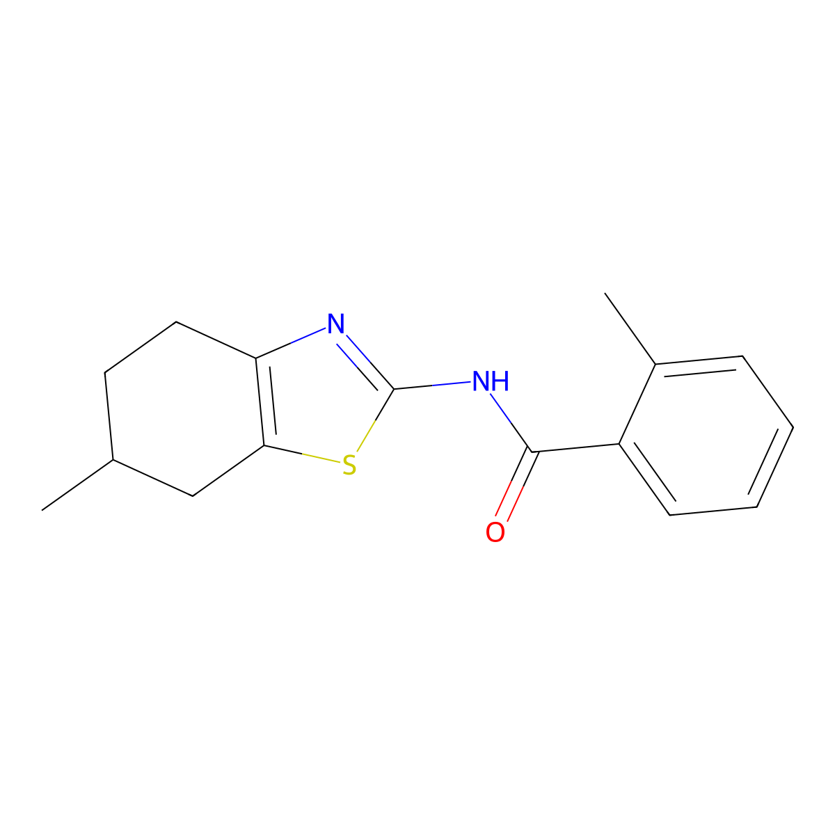 2-methyl-N-(6-methyl-4,5,6,7-tetrahydro-1,3-benzothiazol-2-yl)benzamide molecular structure, CAS 312941-22-3