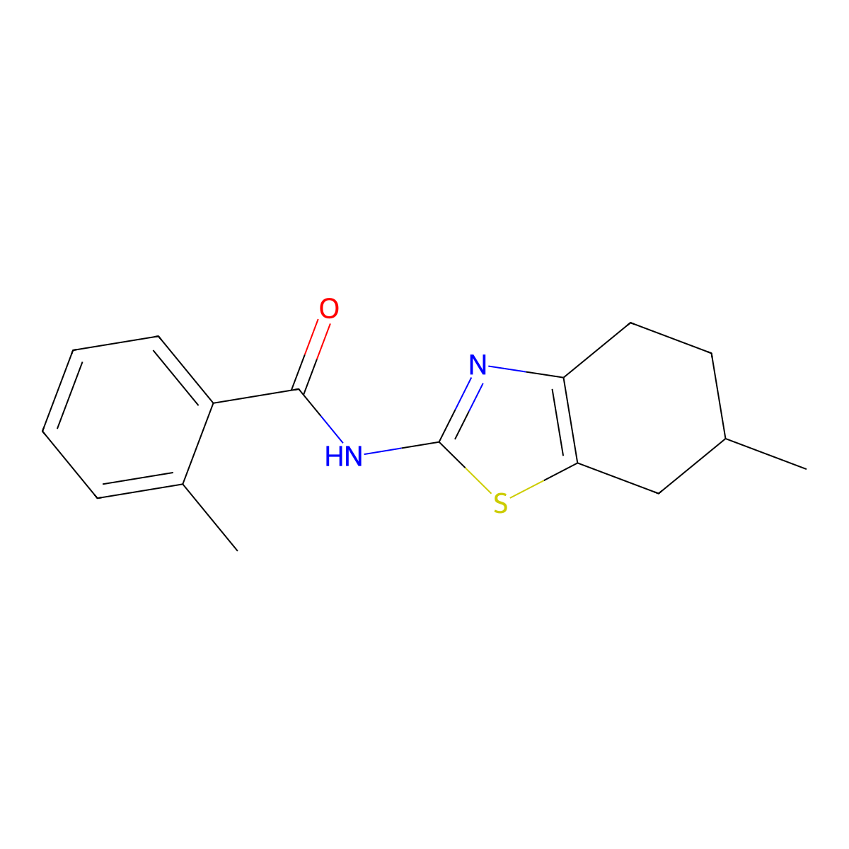 2-methyl-N-(6-methyl-4,5,6,7-tetrahydro-1,3-benzothiazol-2-yl)benzamide molecular structure, CAS 312941-22-3