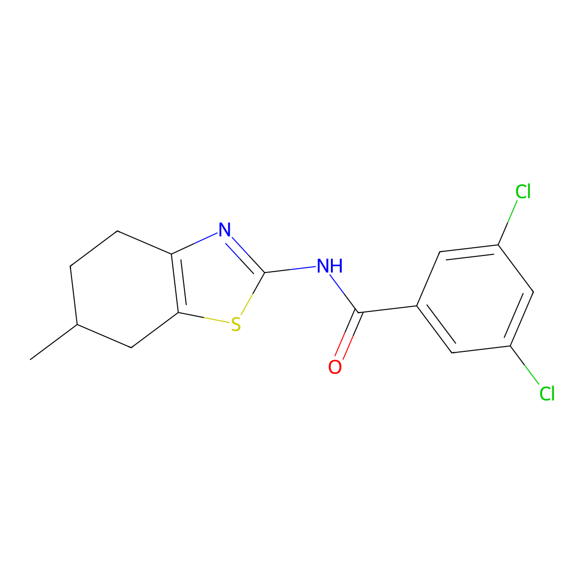 3,5-dichloro-N-(6-methyl-4,5,6,7-tetrahydrobenzo[d]thiazol-2-yl)benzamide molecular structure, CAS 312941-26-7