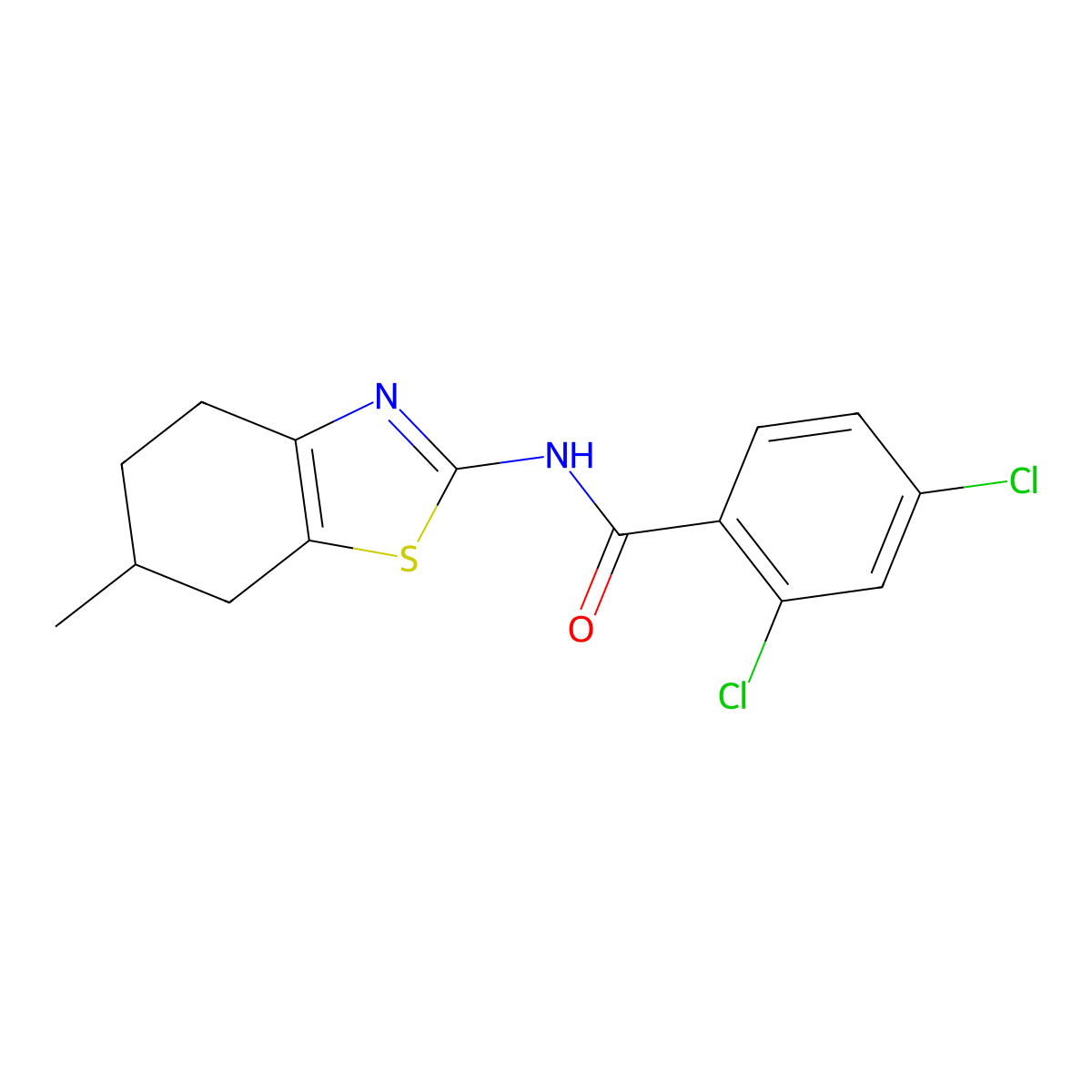 2,4-dichloro-N-(6-methyl-4,5,6,7-tetrahydro-1,3-benzothiazol-2-yl)benzamide molecular structure, CAS 312941-27-8