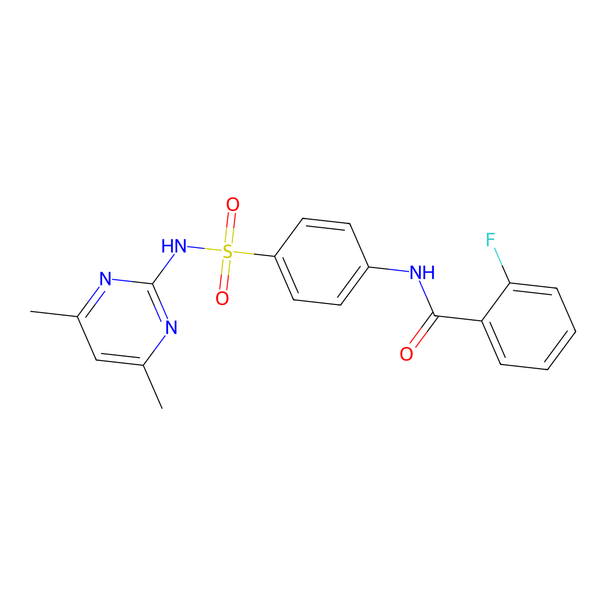 N-{4-[(4,6-dimethylpyrimidin-2-yl)sulfamoyl]phenyl}-2-fluorobenzamide molecular structure, CAS 312941-36-9