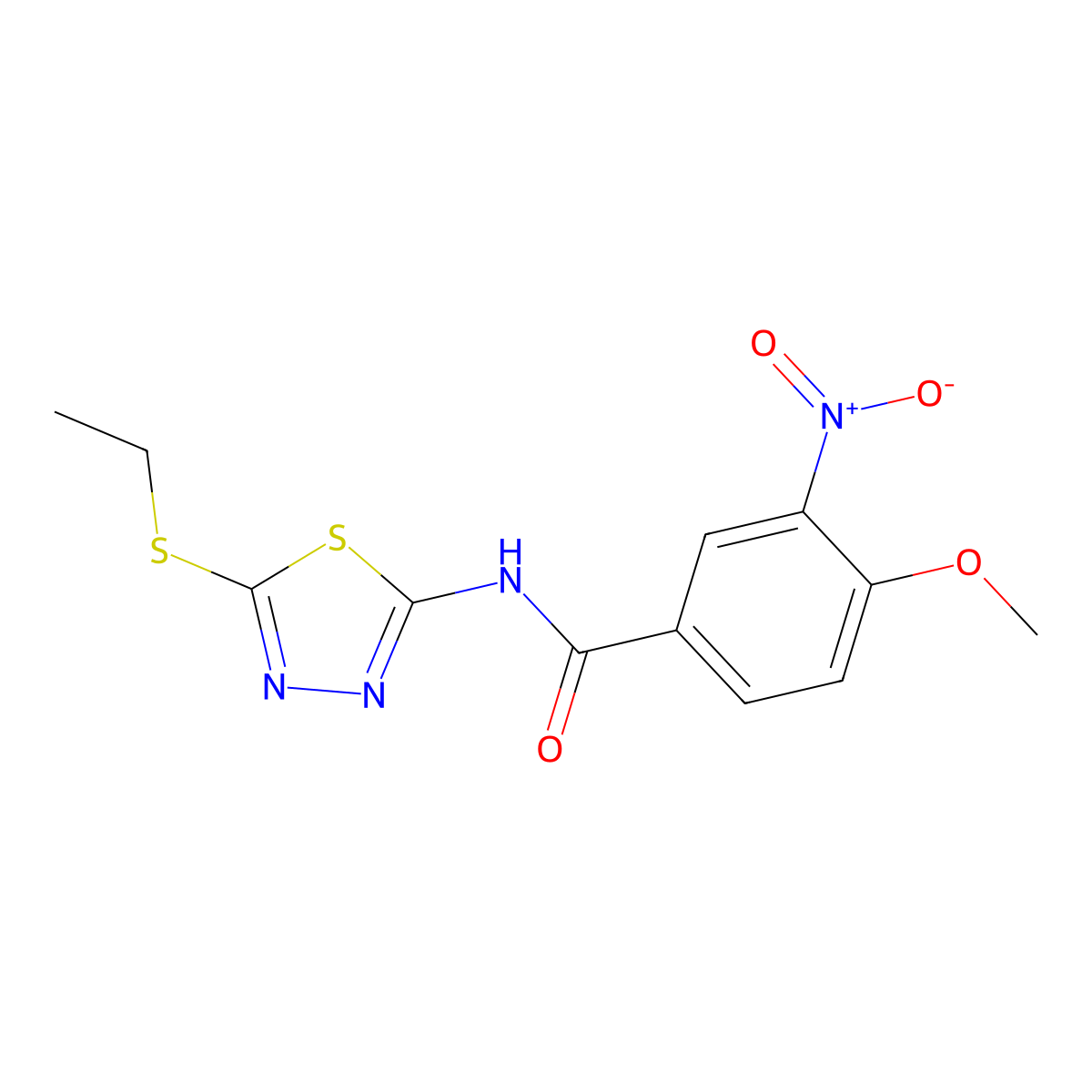 N-(5-(ethylthio)-1,3,4-thiadiazol-2-yl)-4-methoxy-3-nitrobenzamide molecular structure, CAS 312941-97-2