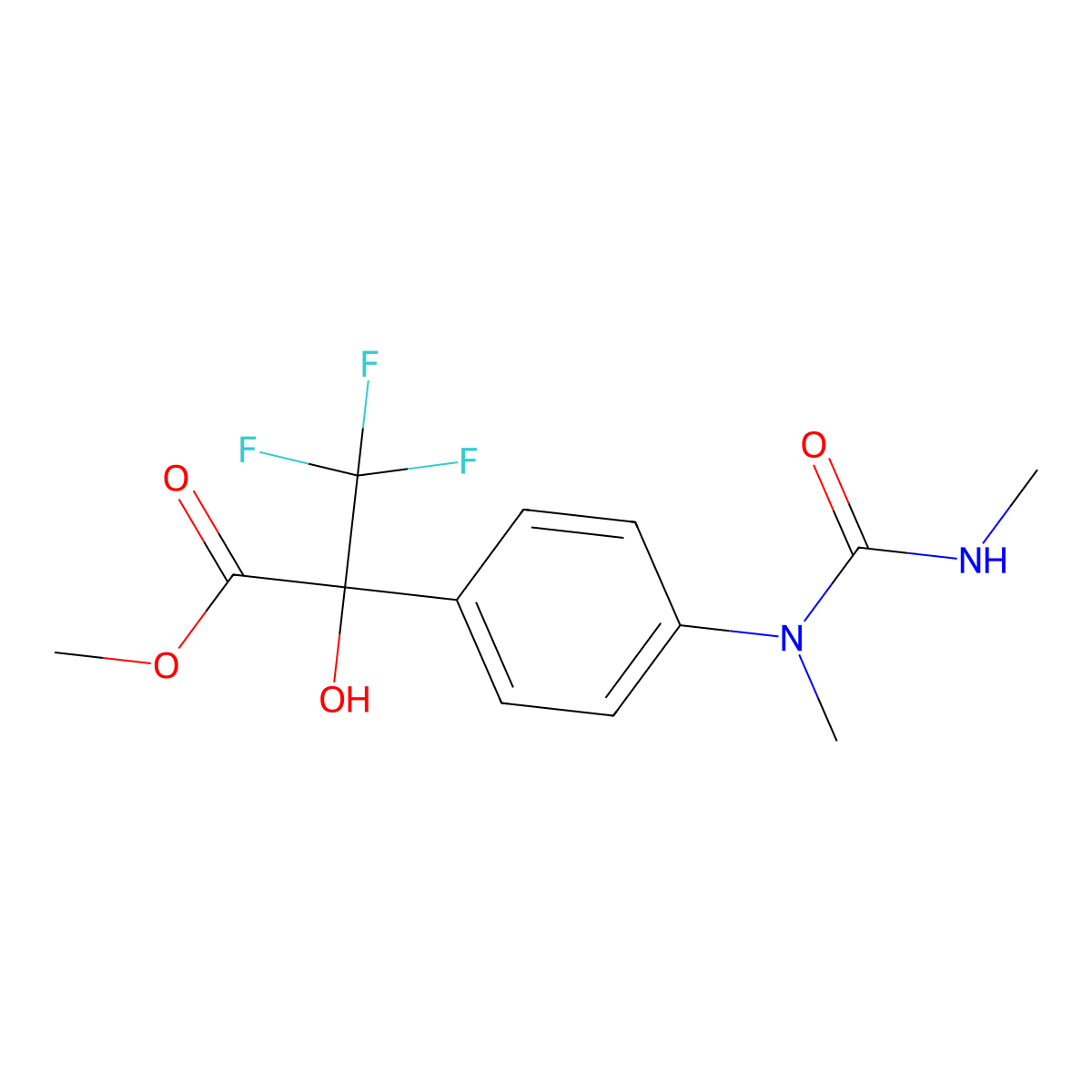 Methyl 3,3,3-trifluoro-2-hydroxy-2-[4-[methyl(methylcarbamoyl)amino]phenyl]propanoate molecular structure, CAS 312942-41-9