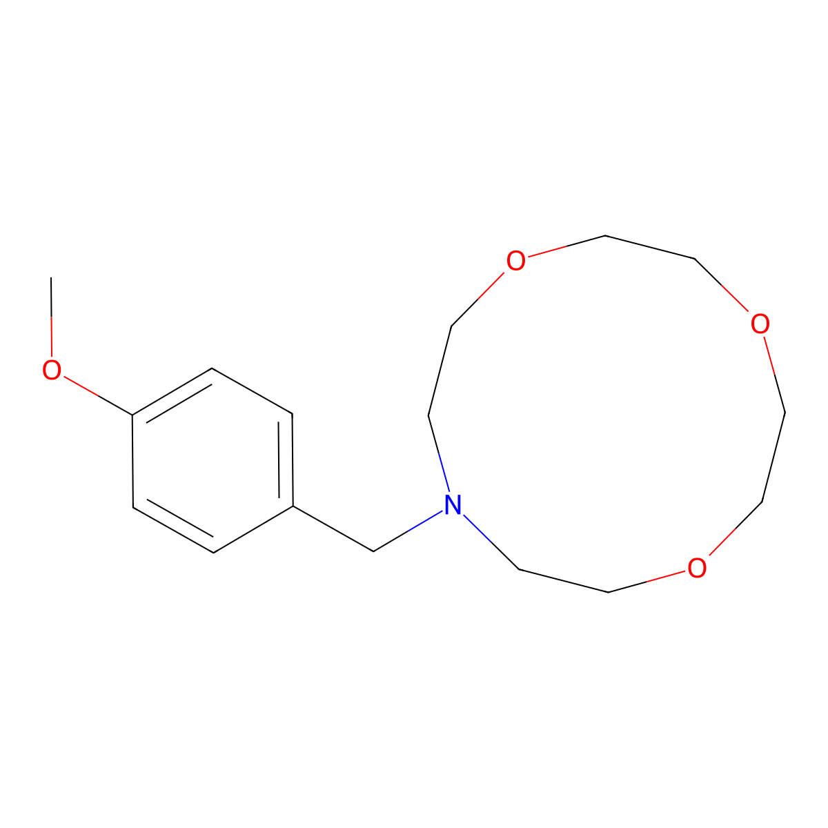 10-(4-Methoxybenzyl)-1,4,7-trioxa-10-azacyclododecane molecular structure, CAS 312942-96-4