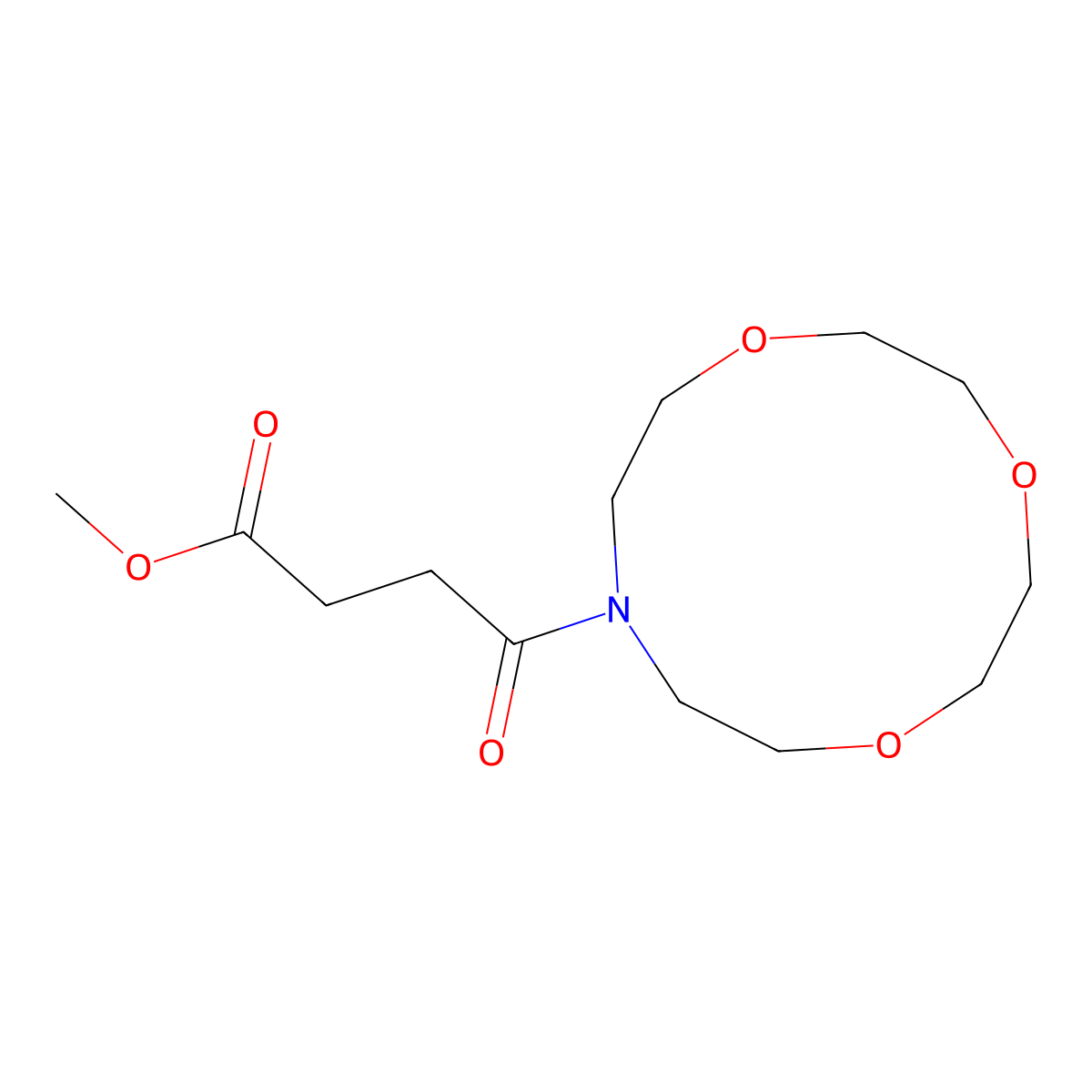 Methyl 4-oxo-4-(1,4,7-trioxa-10-azacyclododecan-10-yl)butanoate molecular structure, CAS 312943-13-8