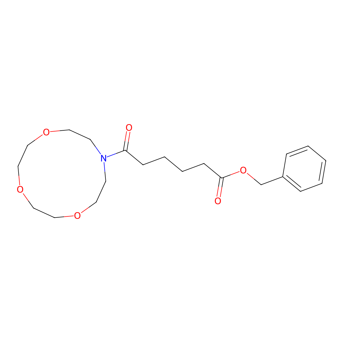 Benzyl 6-oxo-6-(1,4,7-trioxa-10-azacyclododecan-10-yl)hexanoate molecular structure, CAS 312943-15-0