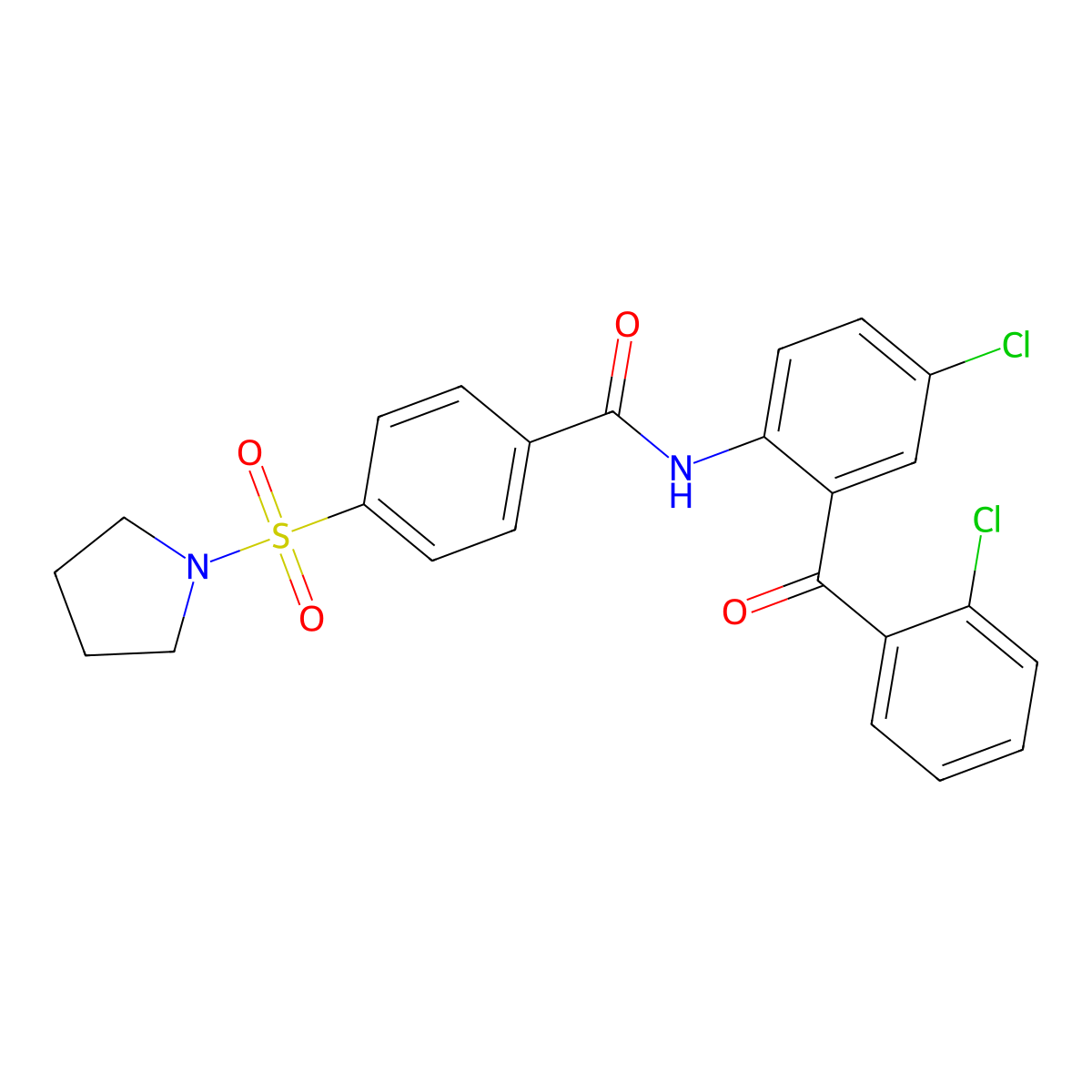 N-(4-chloro-2-(2-chlorobenzoyl)phenyl)-4-(pyrrolidin-1-ylsulfonyl)benzamide molecular structure, CAS 312943-42-3