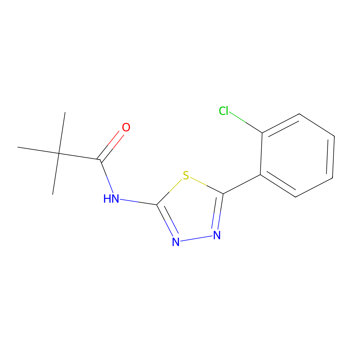 N-[5-(2-chlorophenyl)-1,3,4-thiadiazol-2-yl]-2,2-dimethylpropanamide molecular structure, CAS 312943-45-6