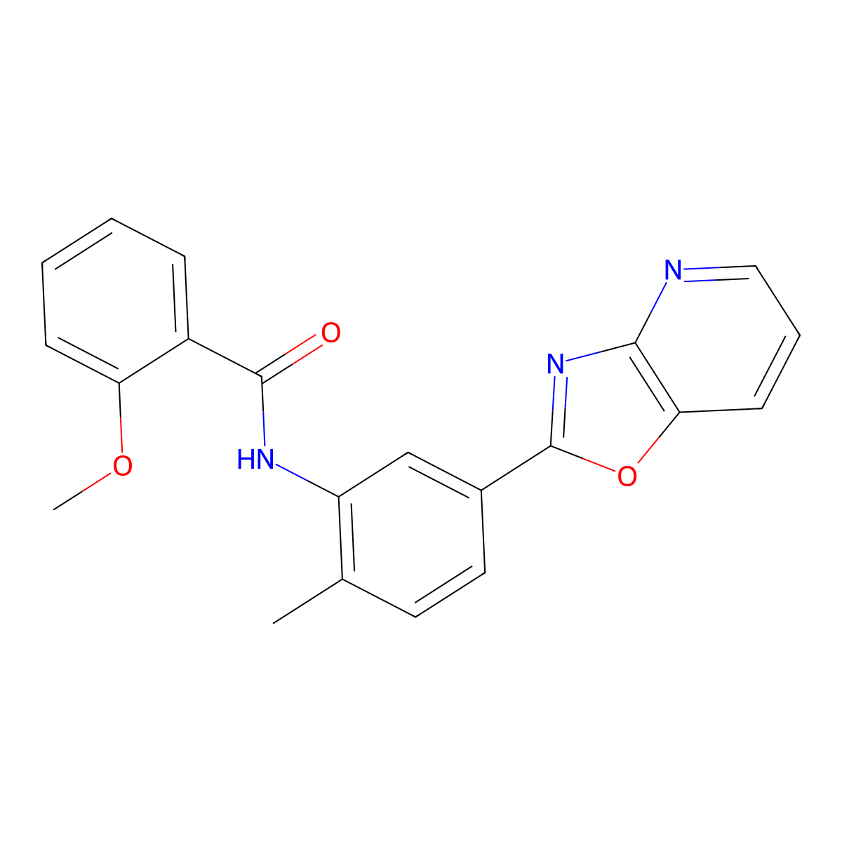2-methoxy-N-[2-methyl-5-([1,3]oxazolo[4,5-b]pyridin-2-yl)phenyl]benzamide molecular structure, CAS 312943-50-3