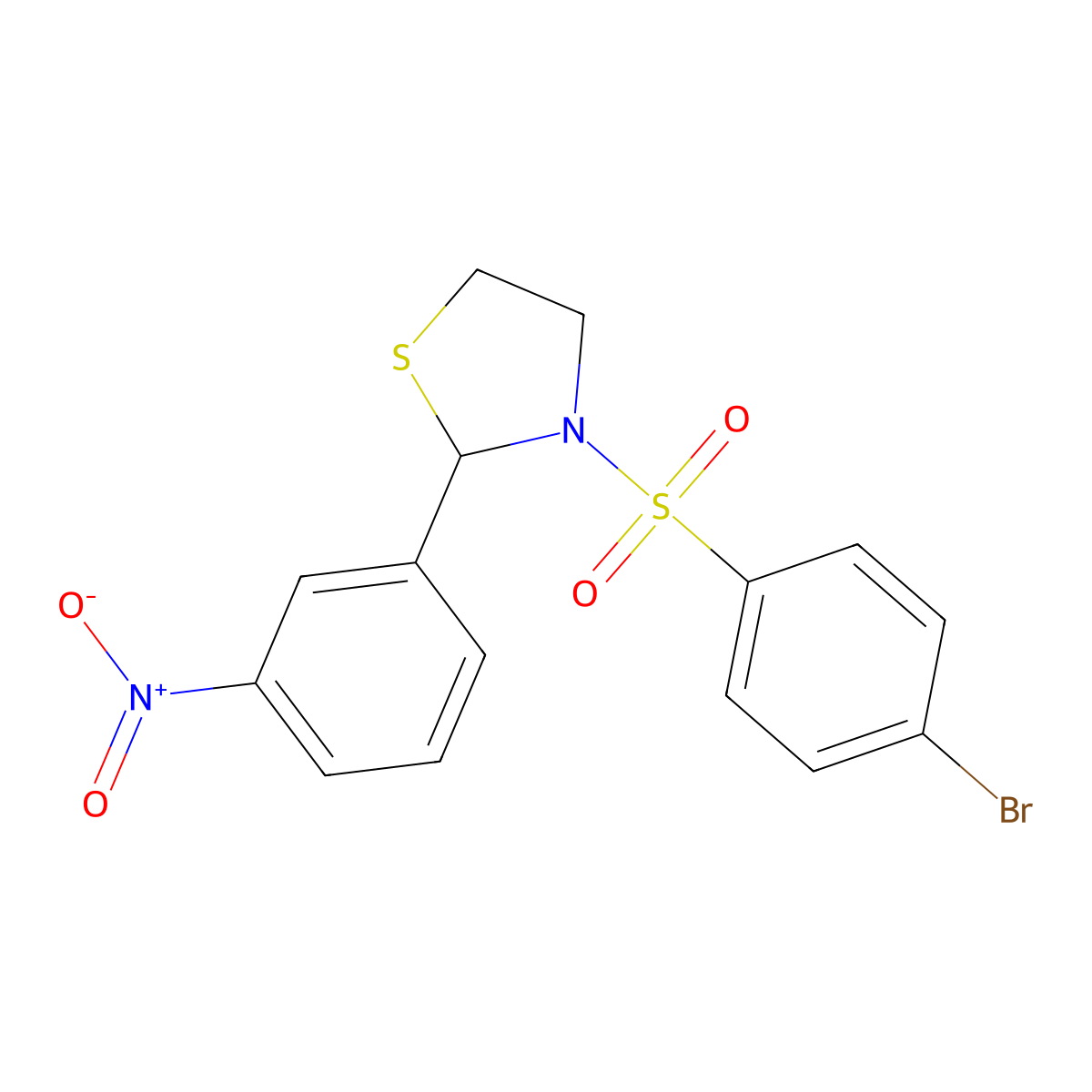 3-(4-Bromo-benzenesulfonyl)-2-(3-nitro-phenyl)-thiazolidine molecular structure, CAS 312943-51-4