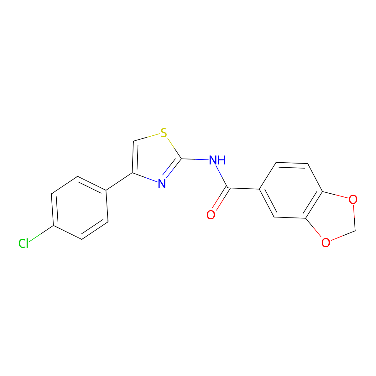 N-[4-(4-chlorophenyl)-1,3-thiazol-2-yl]-1,3-benzodioxole-5-carboxamide molecular structure, CAS 312943-70-7