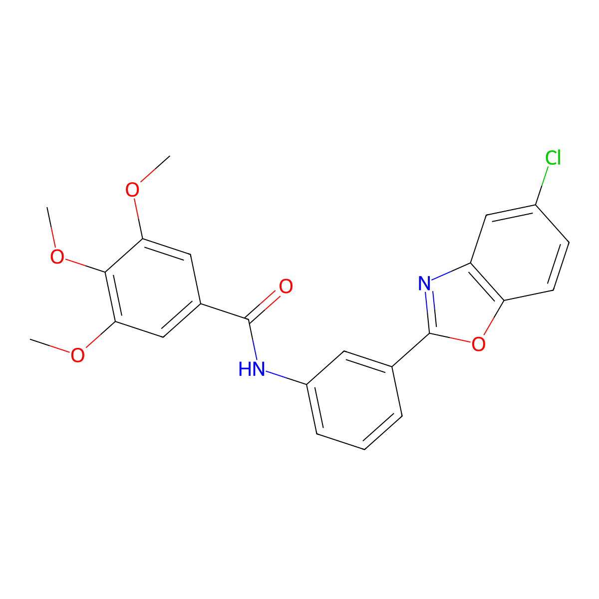 N-[3-(5-chloro-1,3-benzoxazol-2-yl)phenyl]-3,4,5-trimethoxybenzamide molecular structure, CAS 312943-97-8