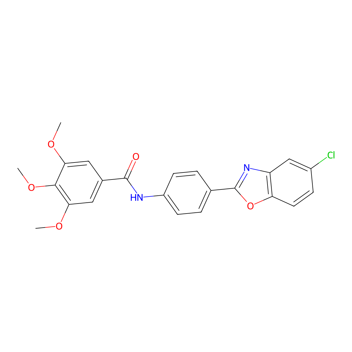 N-[4-(5-chloro-1,3-benzoxazol-2-yl)phenyl]-3,4,5-trimethoxybenzamide molecular structure, CAS 312943-98-9