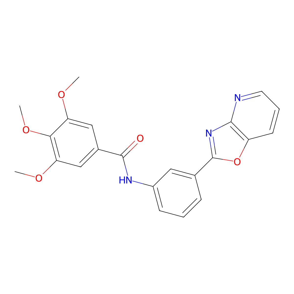 3,4,5-trimethoxy-N-(3-(oxazolo[4,5-b]pyridin-2-yl)phenyl)benzamide molecular structure, CAS 312943-99-0