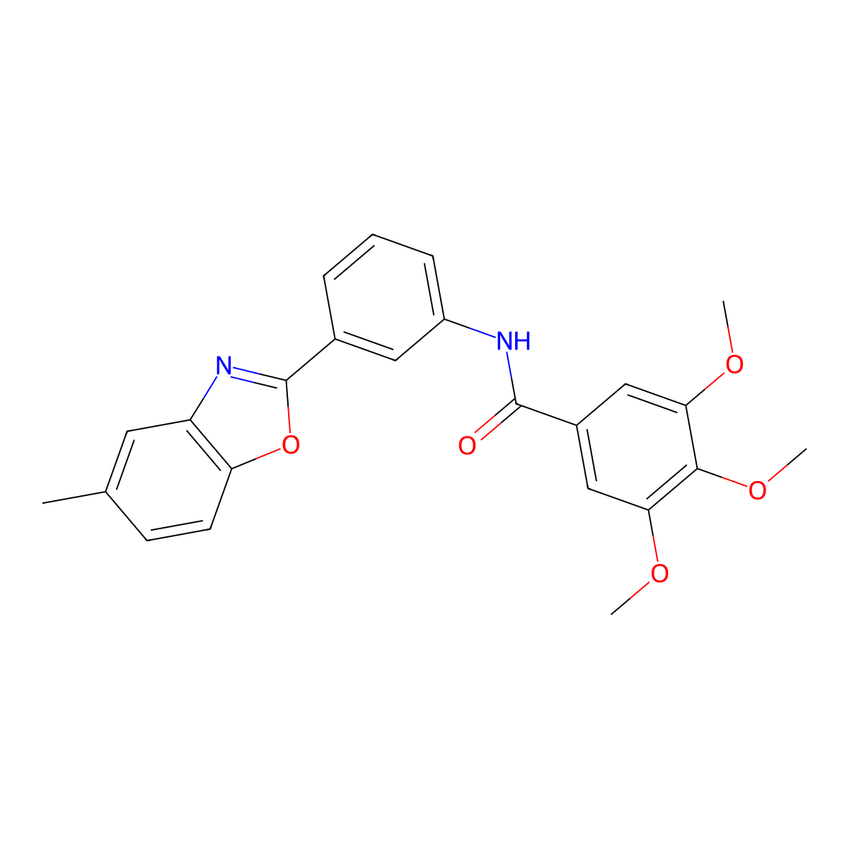 3,4,5-trimethoxy-N-[3-(5-methyl-1,3-benzoxazol-2-yl)phenyl]benzamide molecular structure, CAS 312944-01-7