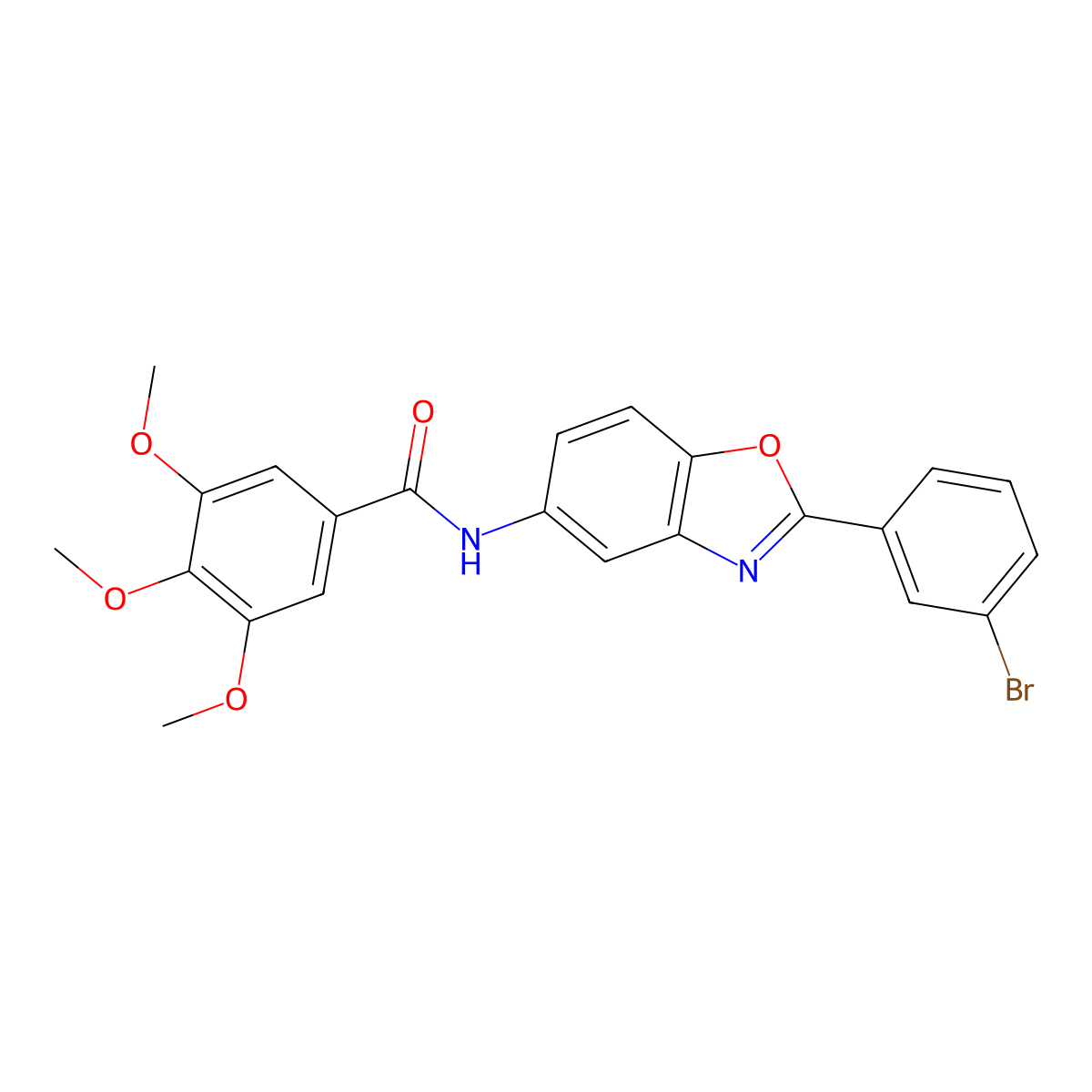 N-[2-(3-bromophenyl)-1,3-benzoxazol-5-yl]-3,4,5-trimethoxybenzamide molecular structure, CAS 312944-06-2