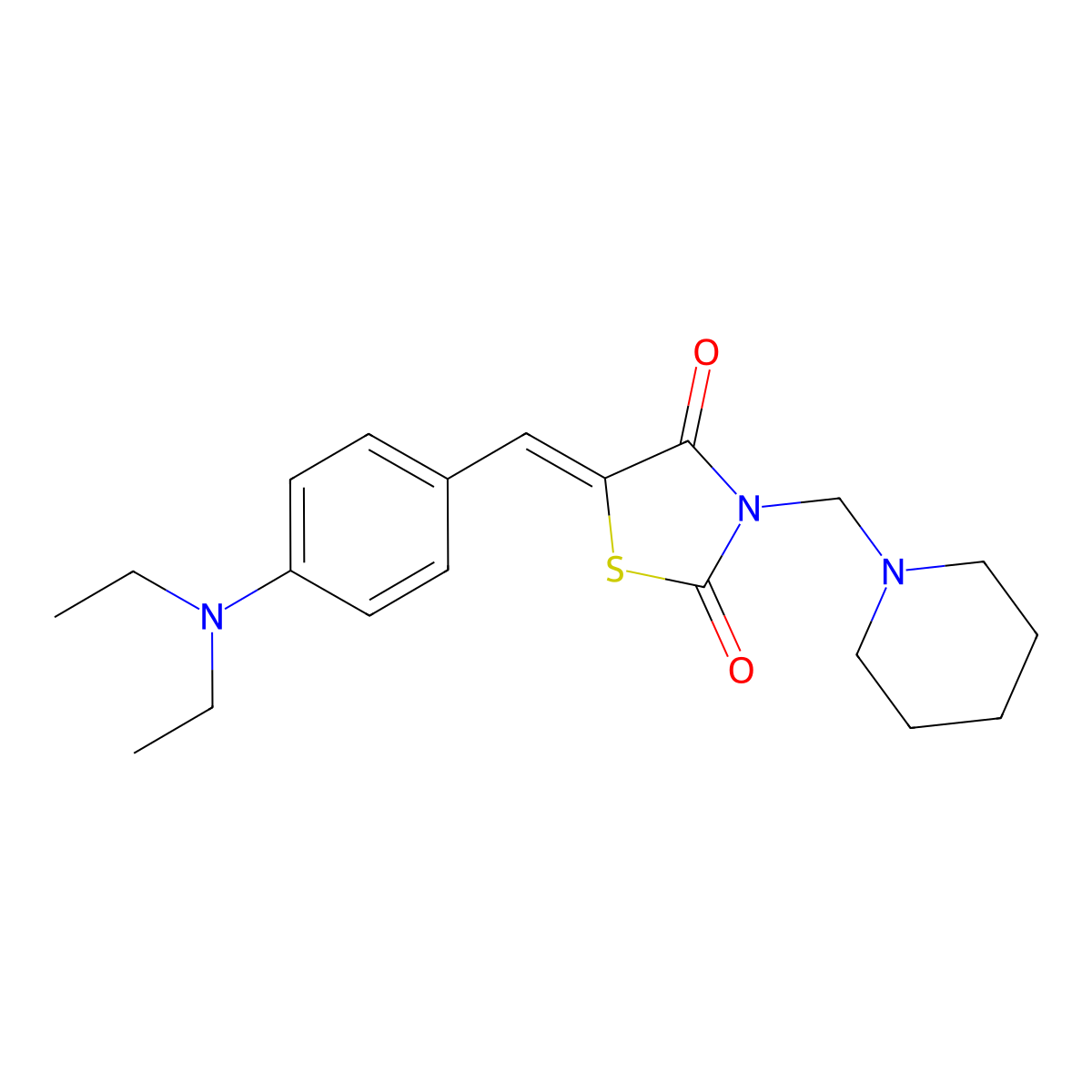 5-[[4-(Diethylamino)phenyl]methylene]-3-(1-piperidinylmethyl)-2,4-thiazolidinedione molecular structure, CAS 312944-89-1