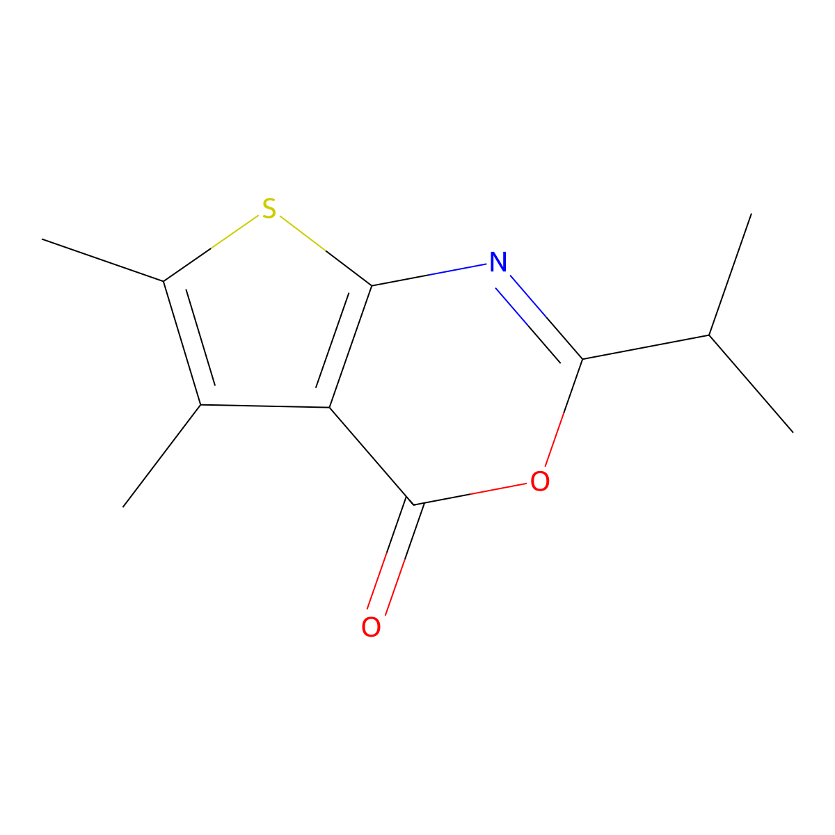 5,6-Dimethyl-2-propan-2-ylthieno[2,3-d][1,3]oxazin-4-one molecular structure, CAS 312945-43-0