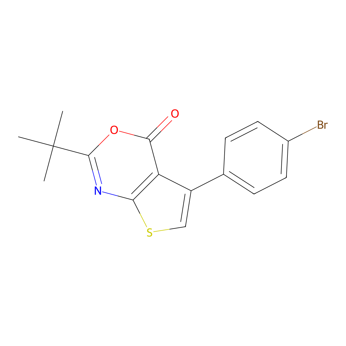 5-(4-bromophenyl)-2-tert-butyl-4H-thieno[2,3-d][1,3]oxazin-4-one molecular structure, CAS 312945-45-2