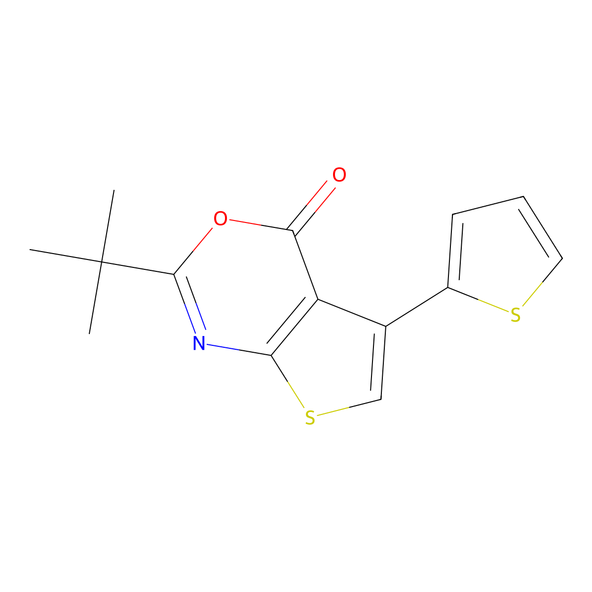 2-Tert-butyl-5-thiophen-2-ylthieno[2,3-d][1,3]oxazin-4-one molecular structure, CAS 312945-46-3