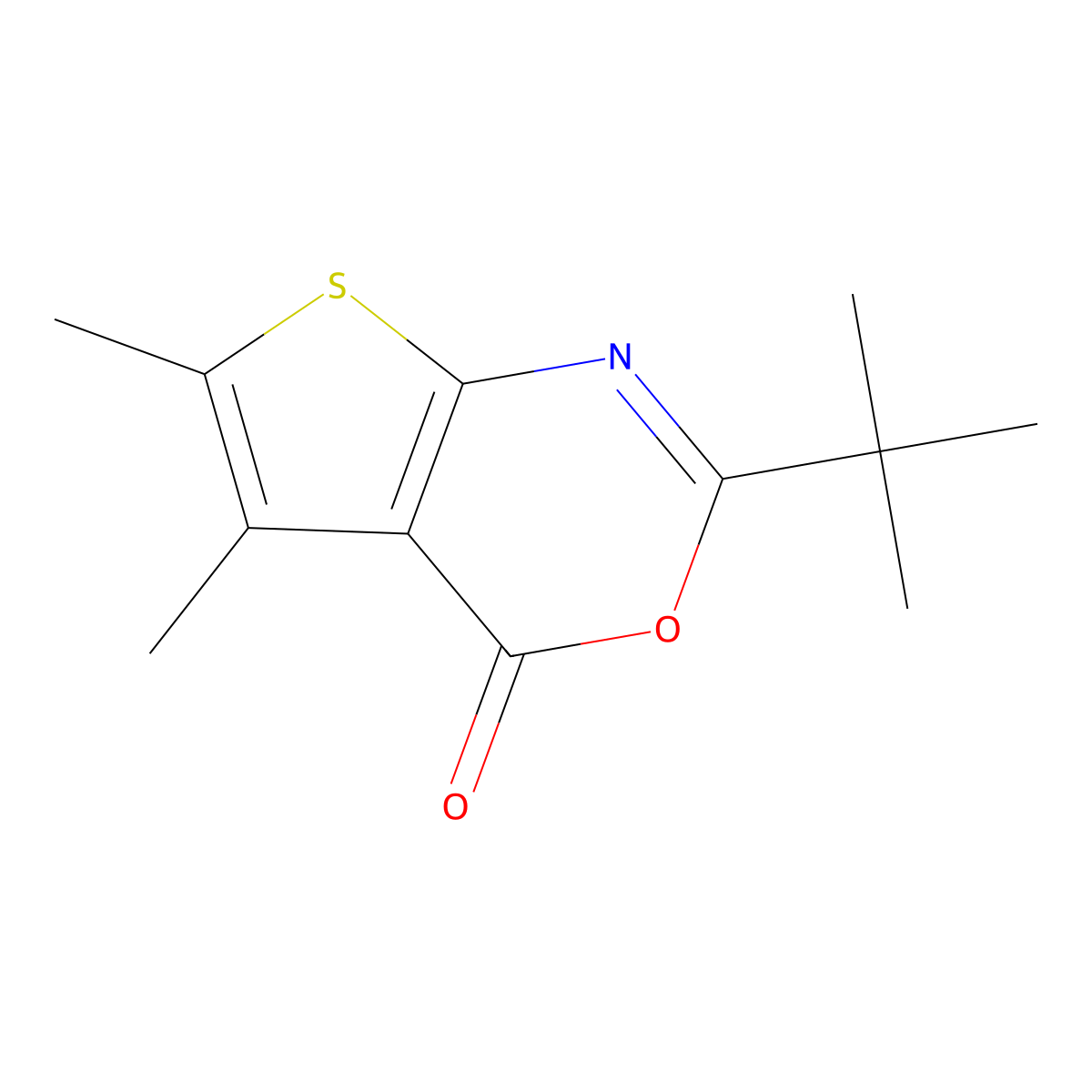 2-tert-butyl-5,6-dimethyl-4H-thieno[2,3-d][1,3]oxazin-4-one molecular structure, CAS 312945-47-4