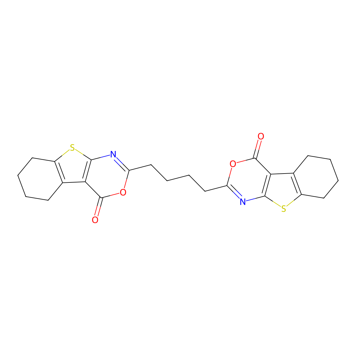 2-[4-(4-Oxo-5,6,7,8-tetrahydro-[1]benzothiolo[2,3-d][1,3]oxazin-2-yl)butyl]-5,6,7,8-tetrahydro-[1]benzothiolo[2,3-d][1,3]oxazin-4-one molecular structure, CAS 312945-51-0