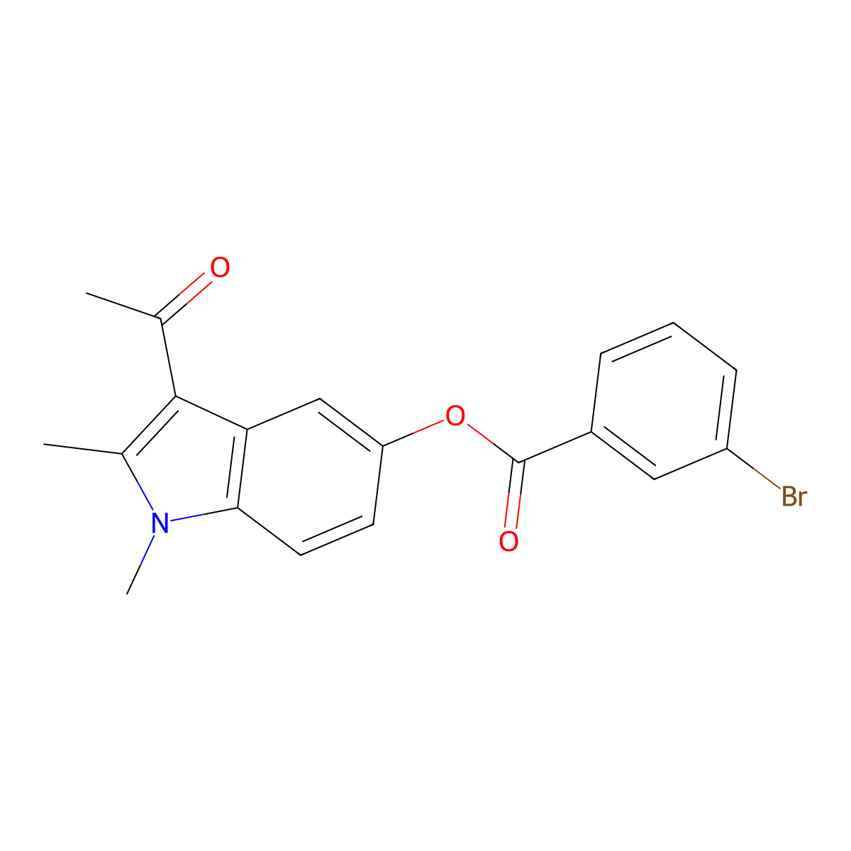 3-acetyl-1,2-dimethyl-1H-indol-5-yl 3-bromobenzoate molecular structure, CAS 312945-66-7