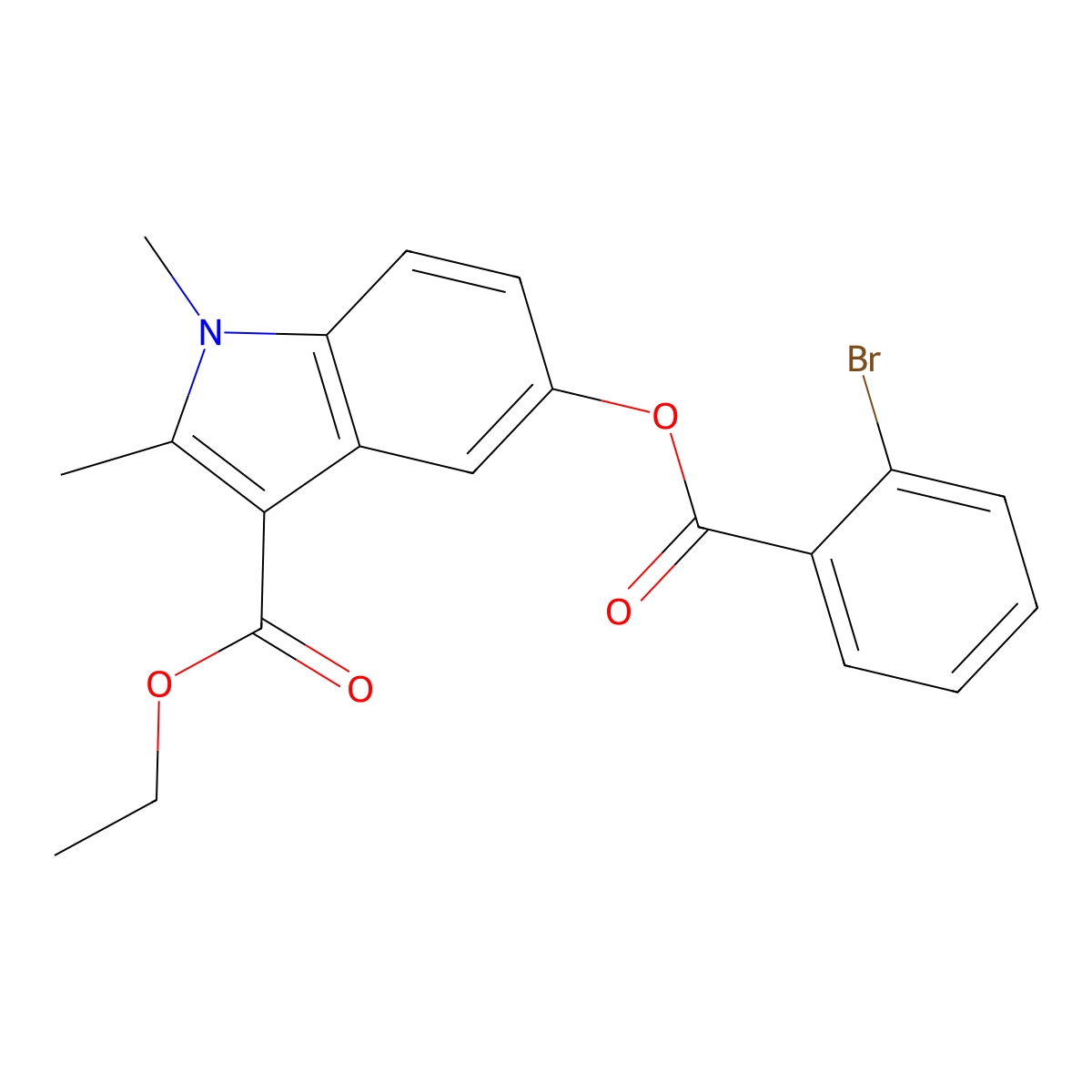 Ethyl 5-(2-bromobenzoyl)oxy-1,2-dimethylindole-3-carboxylate molecular structure, CAS 312945-74-7