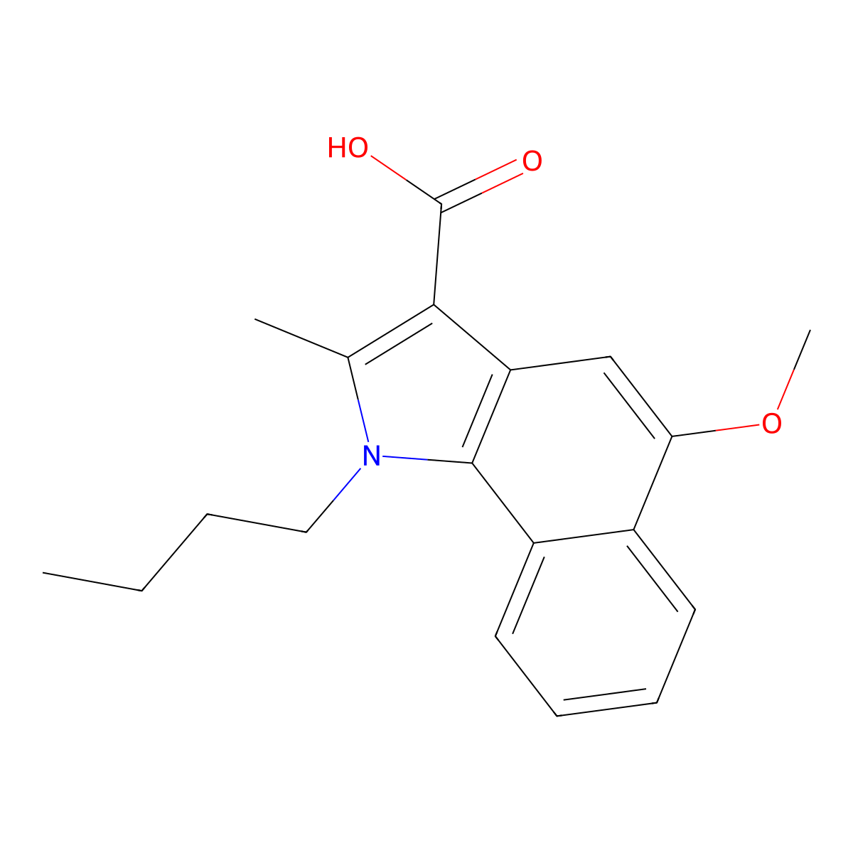 1-Butyl-5-methoxy-2-methylbenzo[g]indole-3-carboxylic acid molecular structure, CAS 312945-83-8