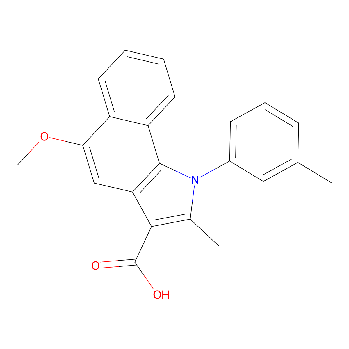 5-methoxy-2-methyl-1-(3-methylphenyl)-1H-benzo[g]indole-3-carboxylic acid molecular structure, CAS 312945-84-9