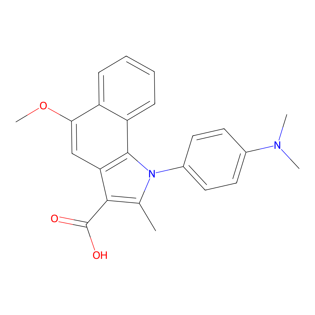 1-[4-(dimethylamino)phenyl]-5-methoxy-2-methyl-1H-benzo[g]indole-3-carboxylic acid molecular structure, CAS 312945-87-2