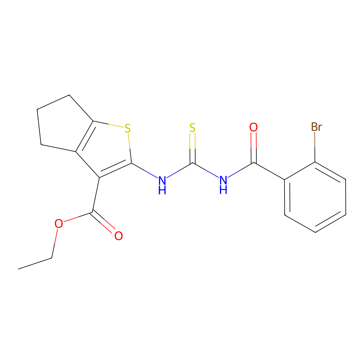 ethyl 2-(3-(2-bromobenzoyl)thioureido)-5,6-dihydro-4H-cyclopenta[b]thiophene-3-carboxylate molecular structure, CAS 312946-28-4