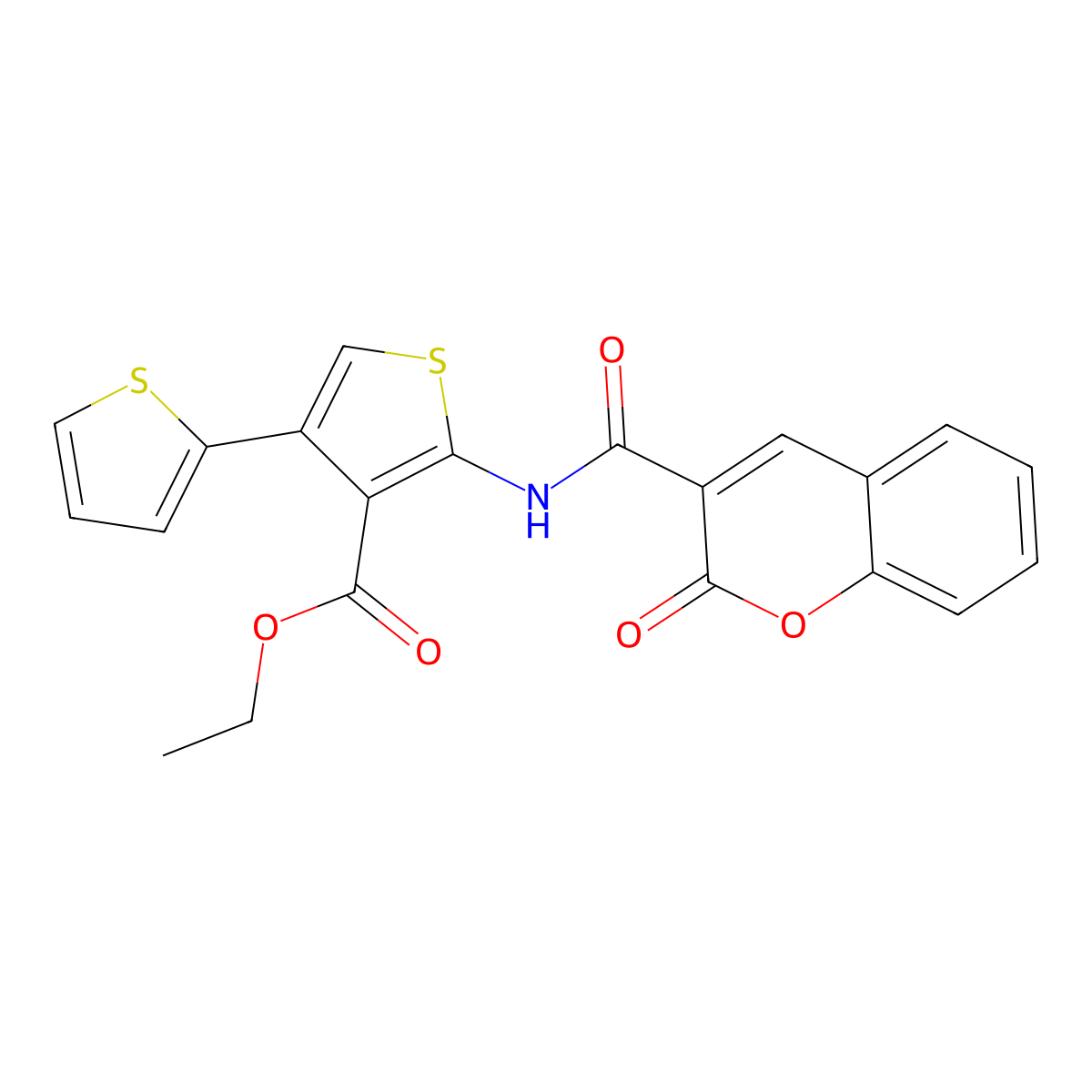 ethyl 5'-(2-oxo-2H-chromene-3-carboxamido)-[2,3'-bithiophene]-4'-carboxylate molecular structure, CAS 312946-31-9