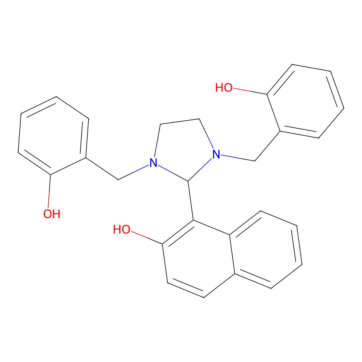 1-[1,3-Bis[(2-hydroxyphenyl)methyl]imidazolidin-2-yl]naphthalen-2-ol molecular structure, CAS 312946-44-4