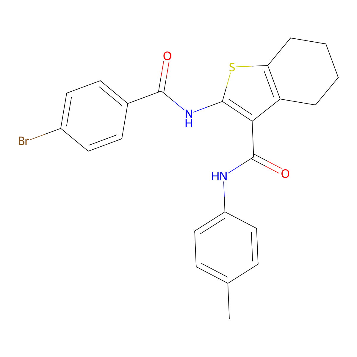 2-[(4-bromobenzoyl)amino]-N-(4-methylphenyl)-4,5,6,7-tetrahydro-1-benzothiophene-3-carboxamide molecular structure, CAS 312946-65-9