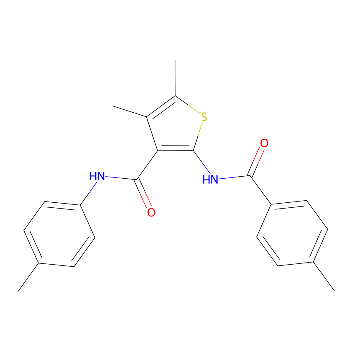 4,5-dimethyl-2-[(4-methylbenzoyl)amino]-N-(4-methylphenyl)-3-thiophenecarboxamide molecular structure, CAS 312946-68-2