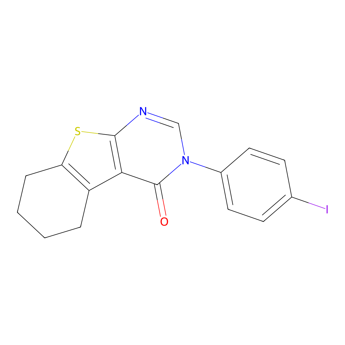 3-(4-Iodophenyl)-5,6,7,8-tetrahydro-[1]benzothiolo[2,3-d]pyrimidin-4-one molecular structure, CAS 312946-69-3