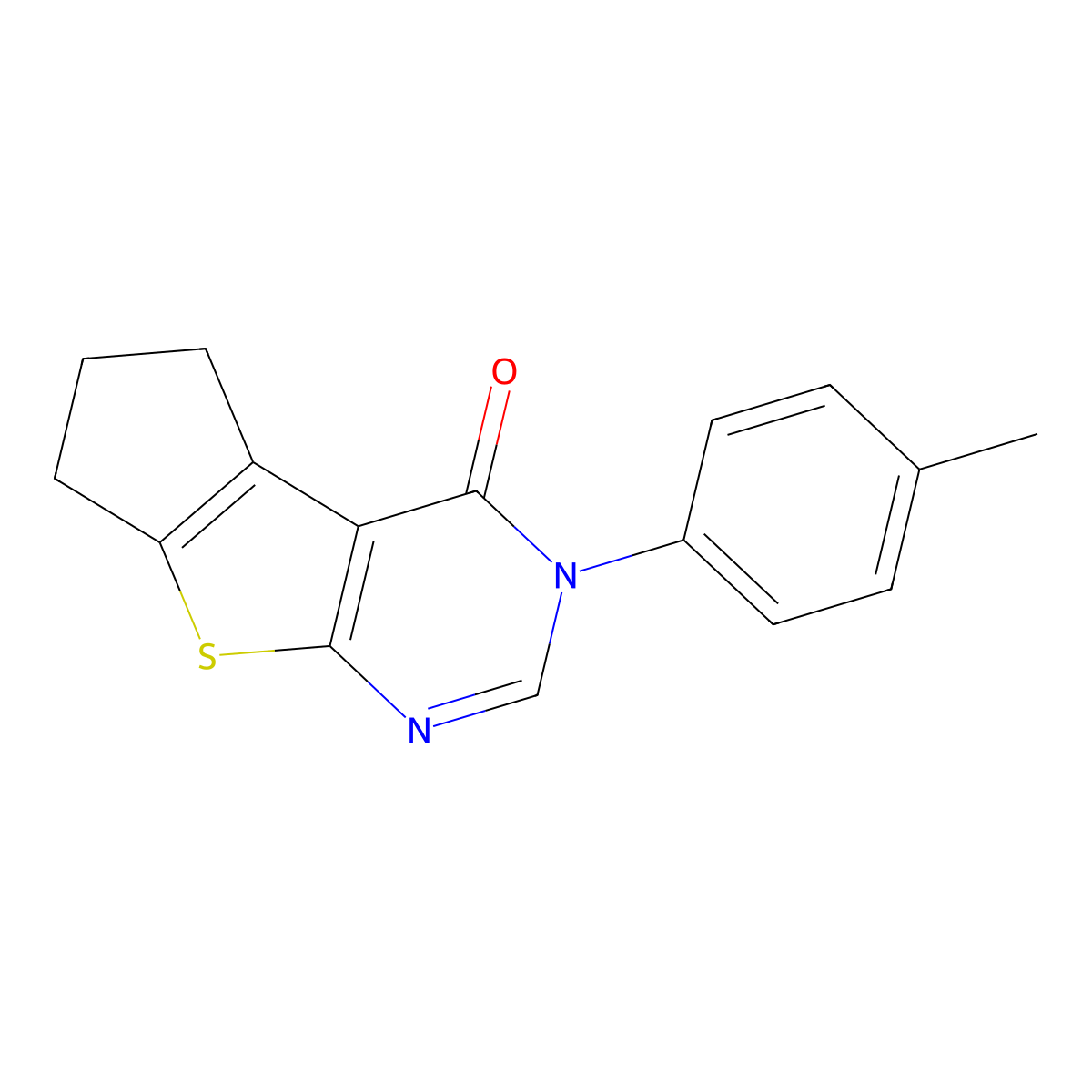 3-(4-methylphenyl)-3,5,6,7-tetrahydro-4H-cyclopenta[4,5]thieno[2,3-d]pyrimidin-4-one molecular structure, CAS 312946-70-6