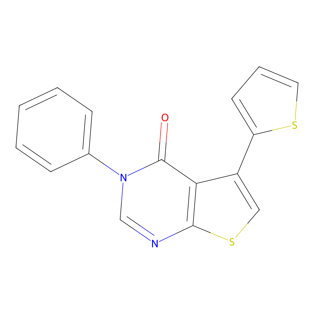 3-Phenyl-5-thiophen-2-ylthieno[2,3-d]pyrimidin-4-one molecular structure, CAS 312946-86-4