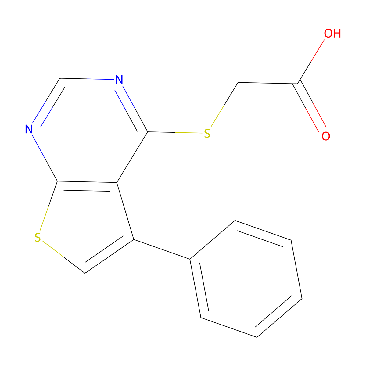 2-({5-Phenylthieno[2,3-d]pyrimidin-4-yl}sulfanyl)acetic acid molecular structure, CAS 312947-24-3