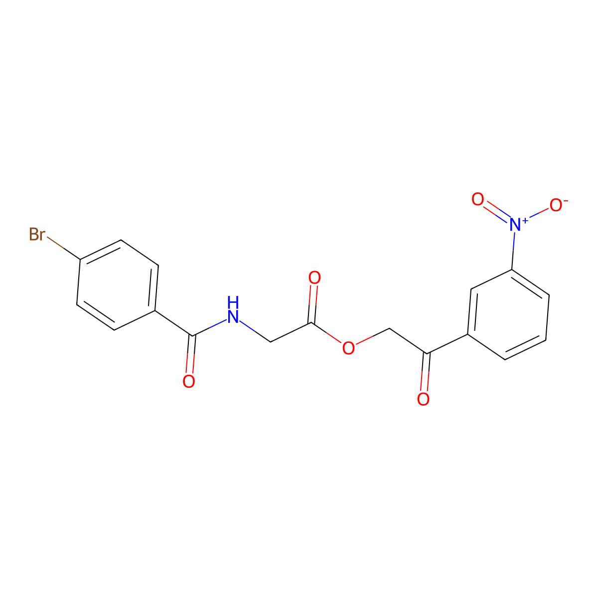 2-{3-Nitrophenyl}-2-oxoethyl [(4-bromobenzoyl)amino]acetate molecular structure, CAS 312947-29-8