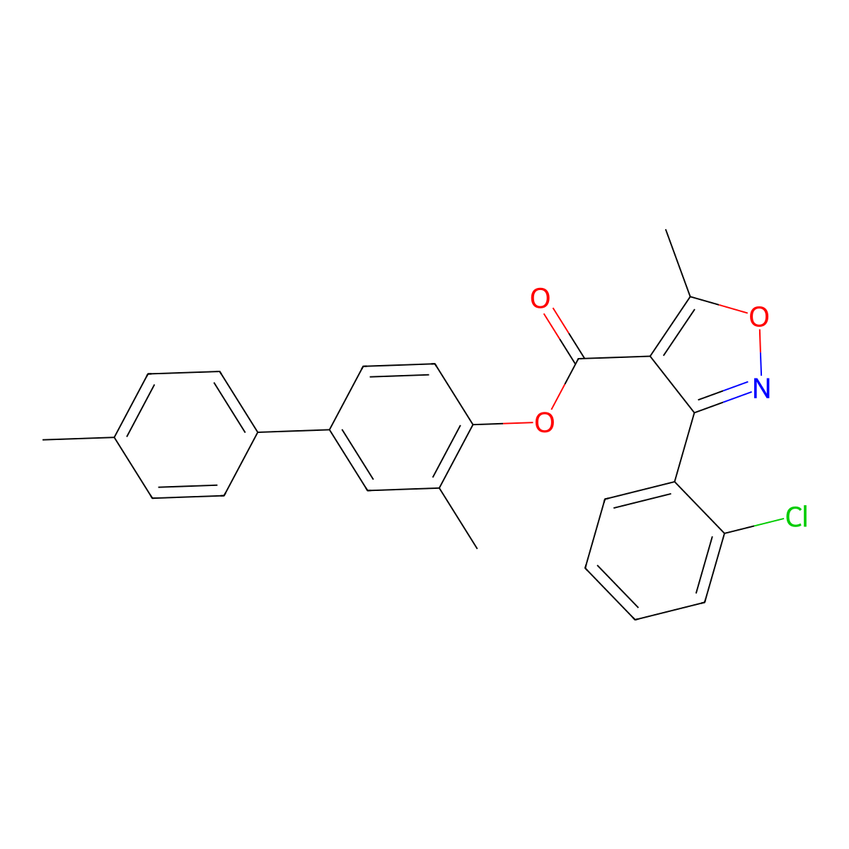 [2-Methyl-4-(4-methylphenyl)phenyl] 3-(2-chlorophenyl)-5-methyl-1,2-oxazole-4-carboxylate molecular structure, CAS 312947-37-8