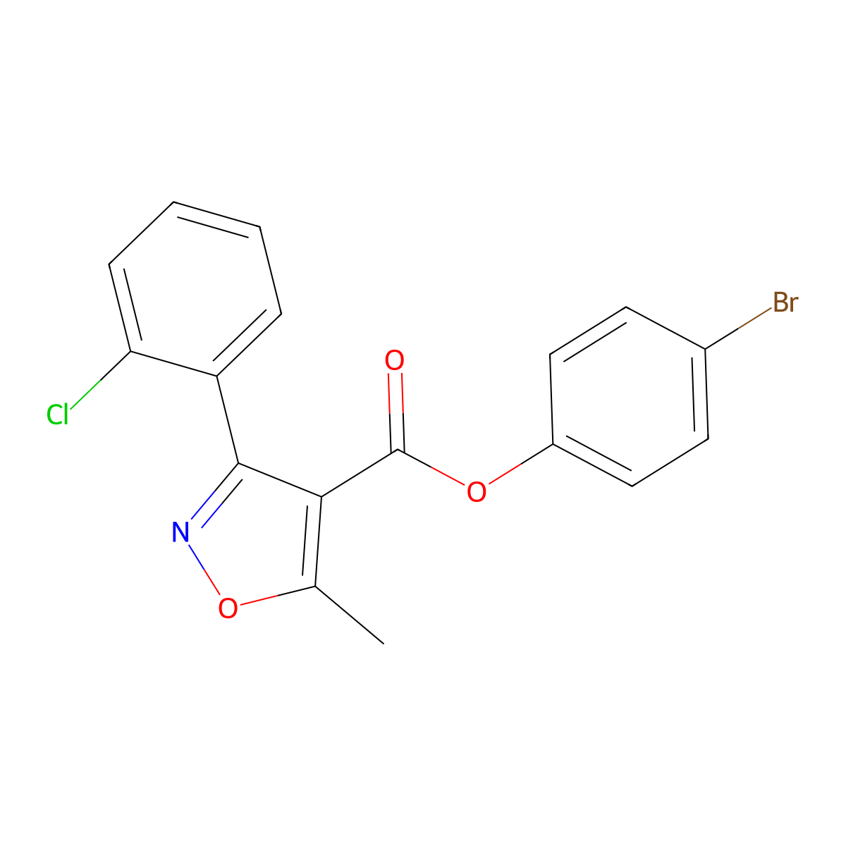 4-Bromophenyl 3-(2-chlorophenyl)-5-methyl-1,2-oxazole-4-carboxylate molecular structure, CAS 312947-38-9