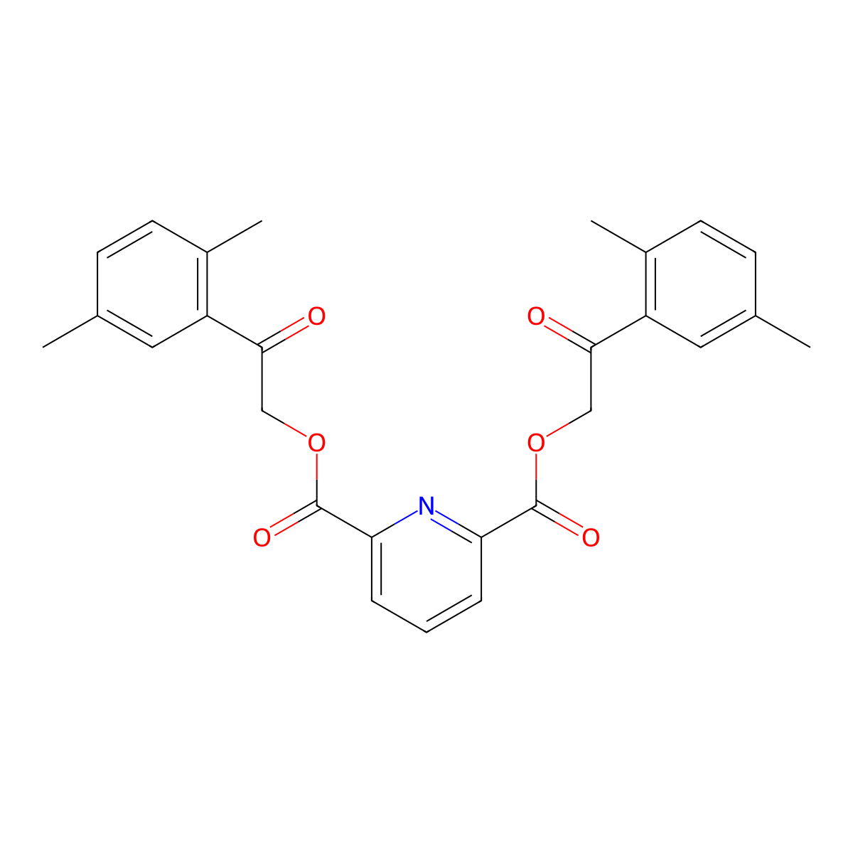 Bis[2-(2,5-dimethylphenyl)-2-oxoethyl] pyridine-2,6-dicarboxylate molecular structure, CAS 312947-62-9