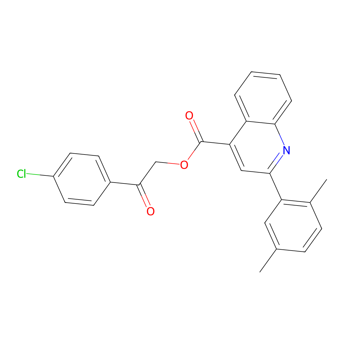 2-(4-Chlorophenyl)-2-oxoethyl 2-(2,5-dimethylphenyl)quinoline-4-carboxylate molecular structure, CAS 312947-82-3